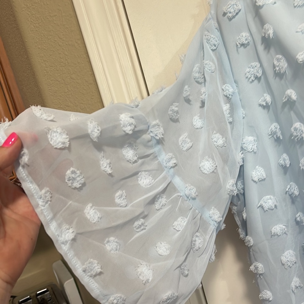 Light blue V Neck bell sleeve dress size XL. NWT - Picture 5 of 9